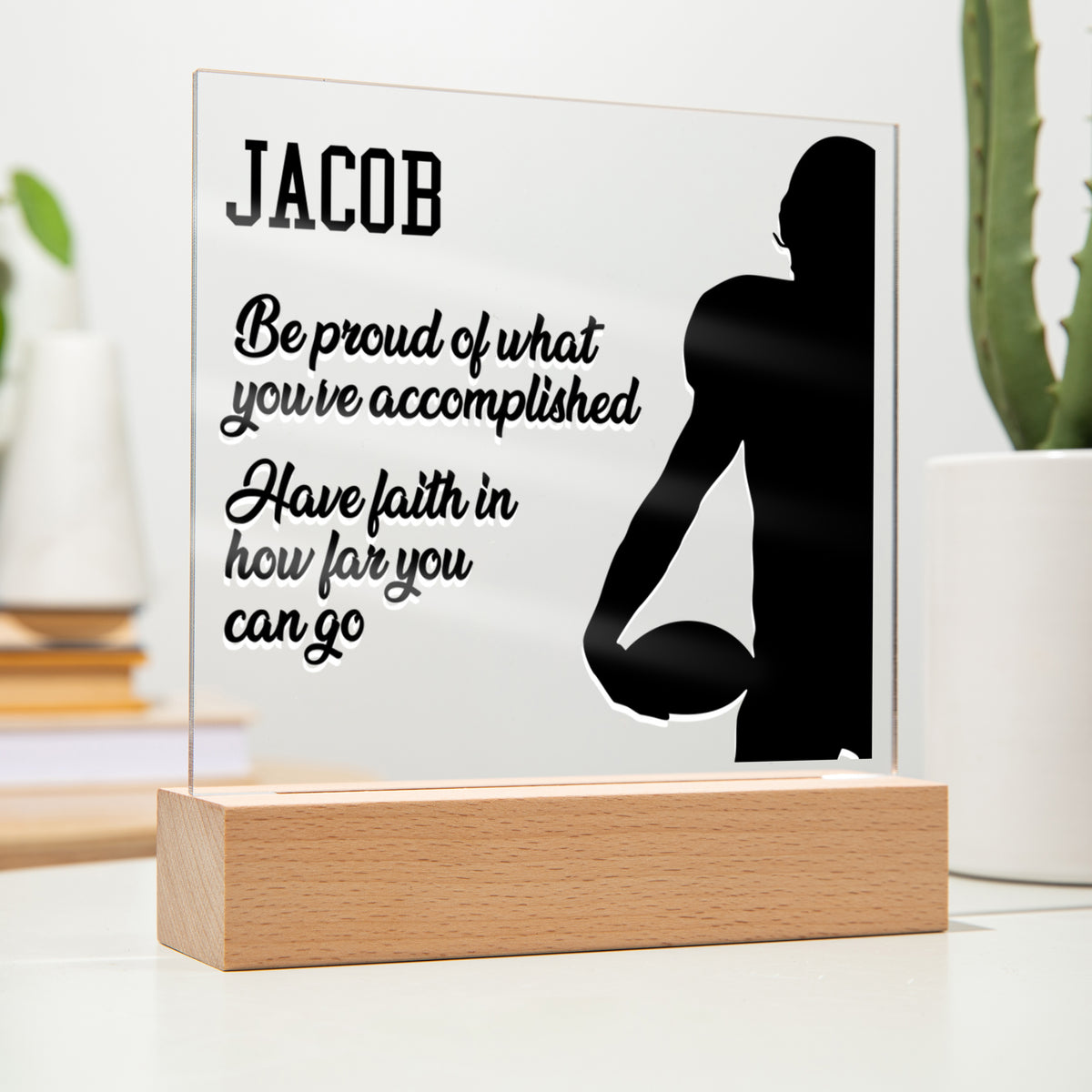 Personalized Football Be Proud Acrylic Plaque LED Lamp