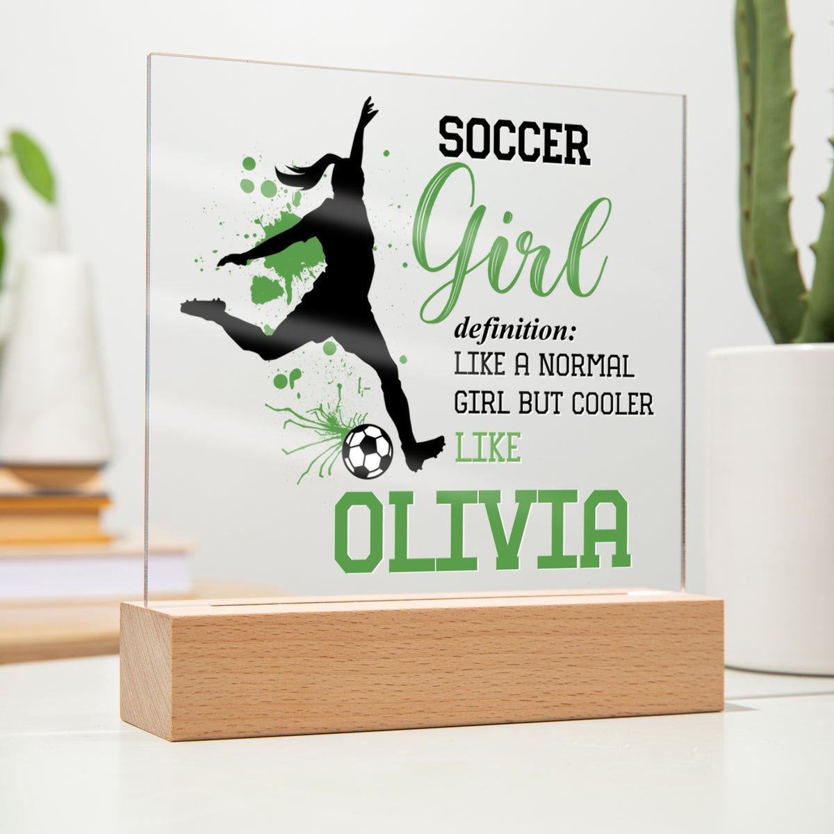 Personalized Like A Normal Girl But Cooler Soccer Acrylic Plaque LED Lamp