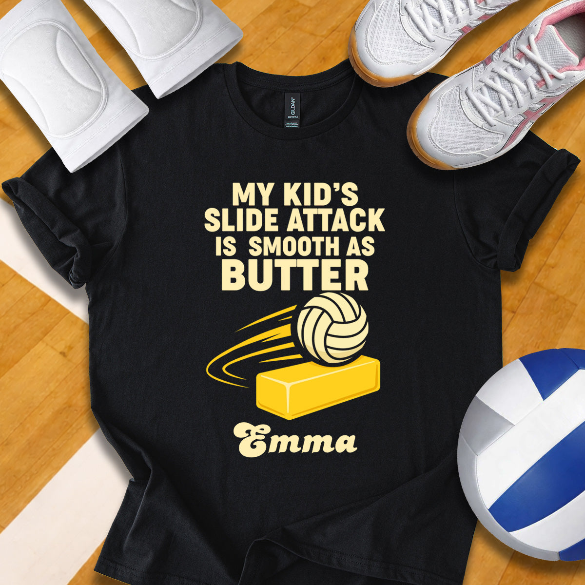 Personalized My Kid's Slide Attack Is Smooth As Butter Volleyball T-Shirt