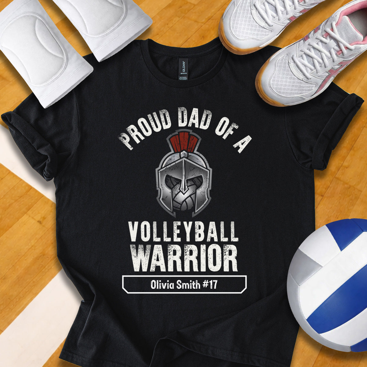 Personalized Proud Dad Of A Volleyball Warrior T-Shirt