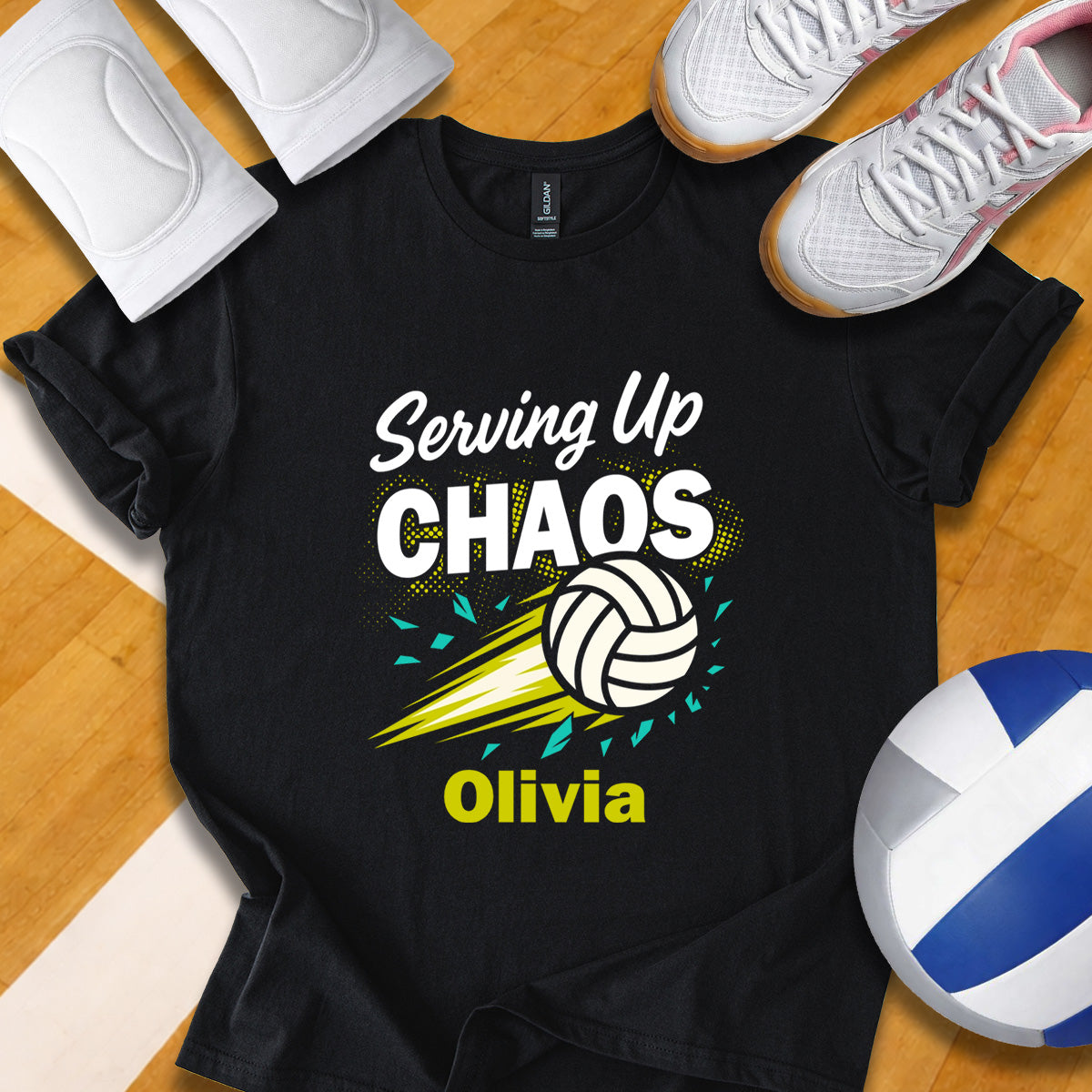 Personalized Serving Up Chaos Volleyball T-Shirt