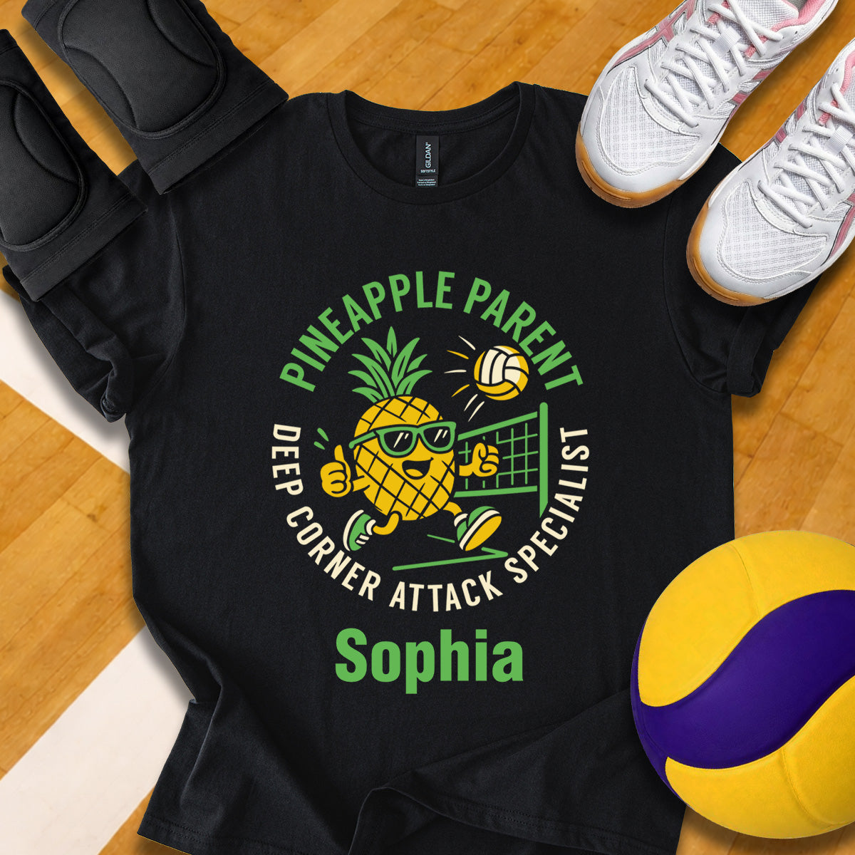 Personalized Pineapple Parent Deep Corner Attack Specialist Volleyball T-Shirt