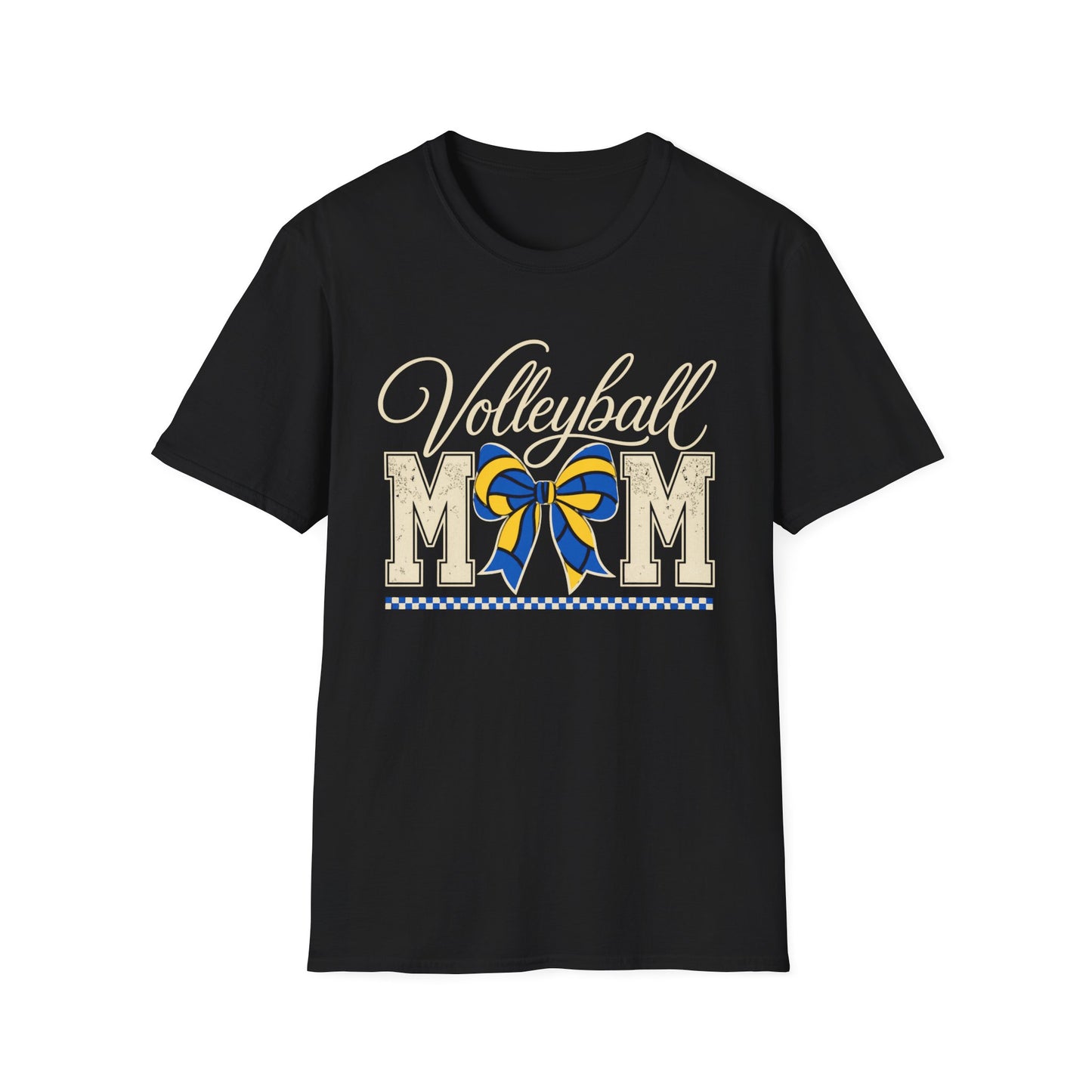 Volleyball mom bow yellow blue T-Shirt