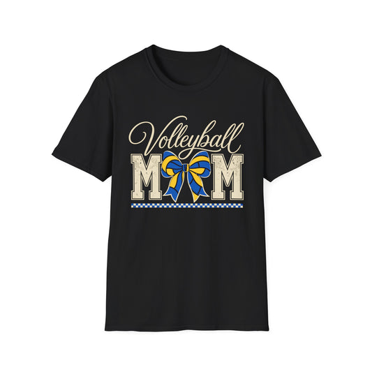 Volleyball mom bow yellow blue T-Shirt