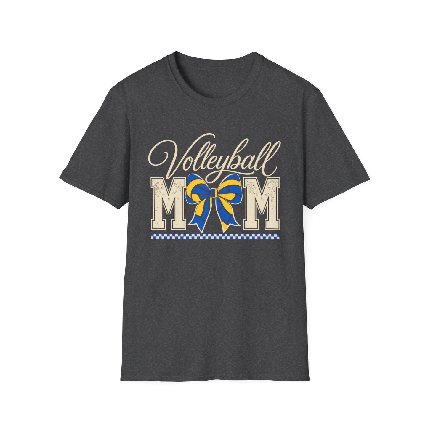 Volleyball mom bow yellow blue T-Shirt