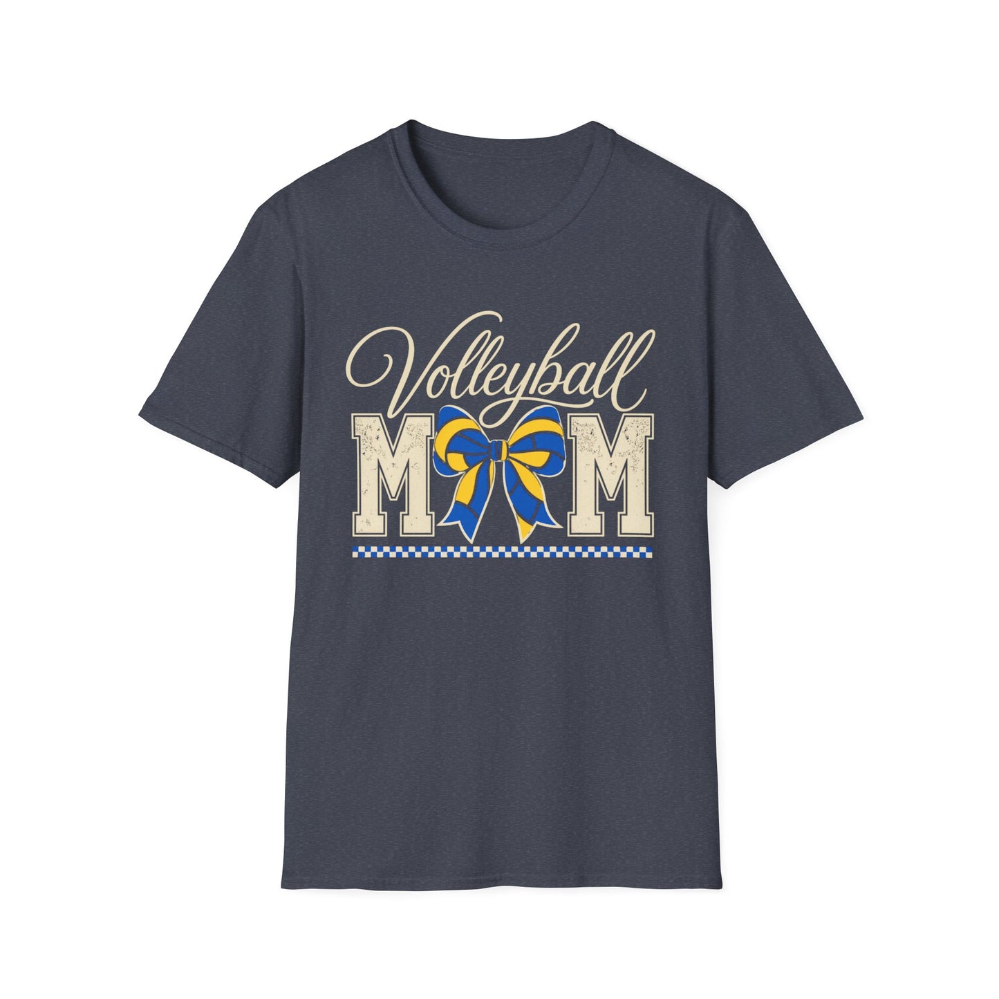 Volleyball mom bow yellow blue T-Shirt