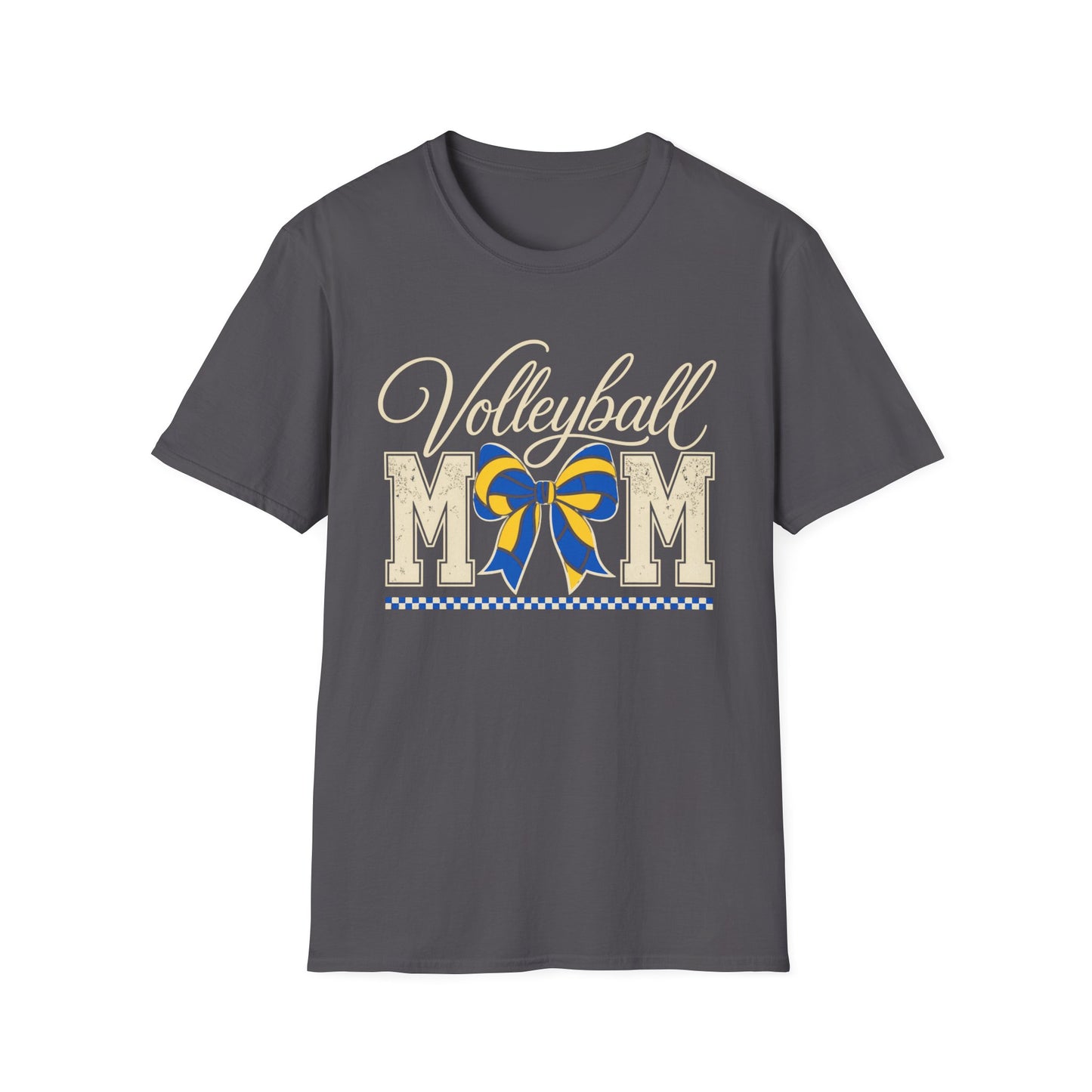 Volleyball mom bow yellow blue T-Shirt