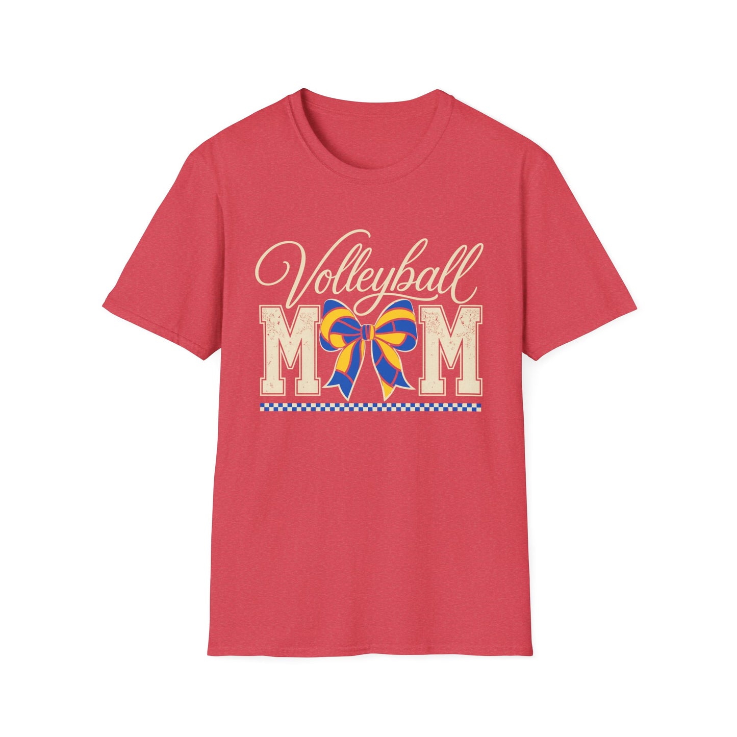 Volleyball mom bow yellow blue T-Shirt