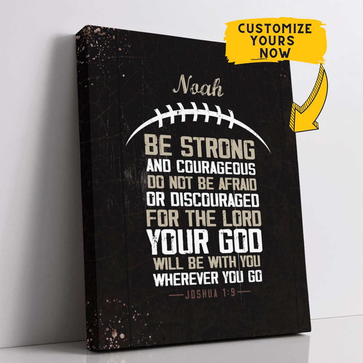 Personalized Be Strong And Courageous Football Wall Art