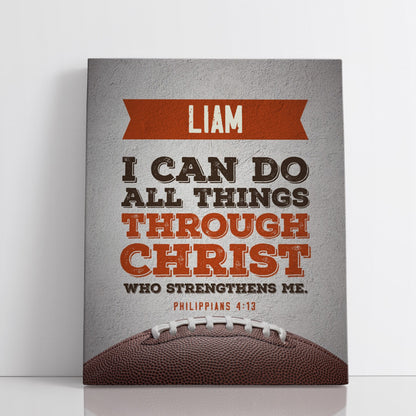 Personalized I Can do all things Football Wall Art