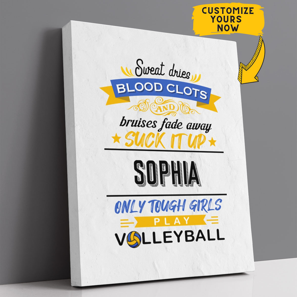 Personalized Only Tough Girls Play Volleyball Wall Art