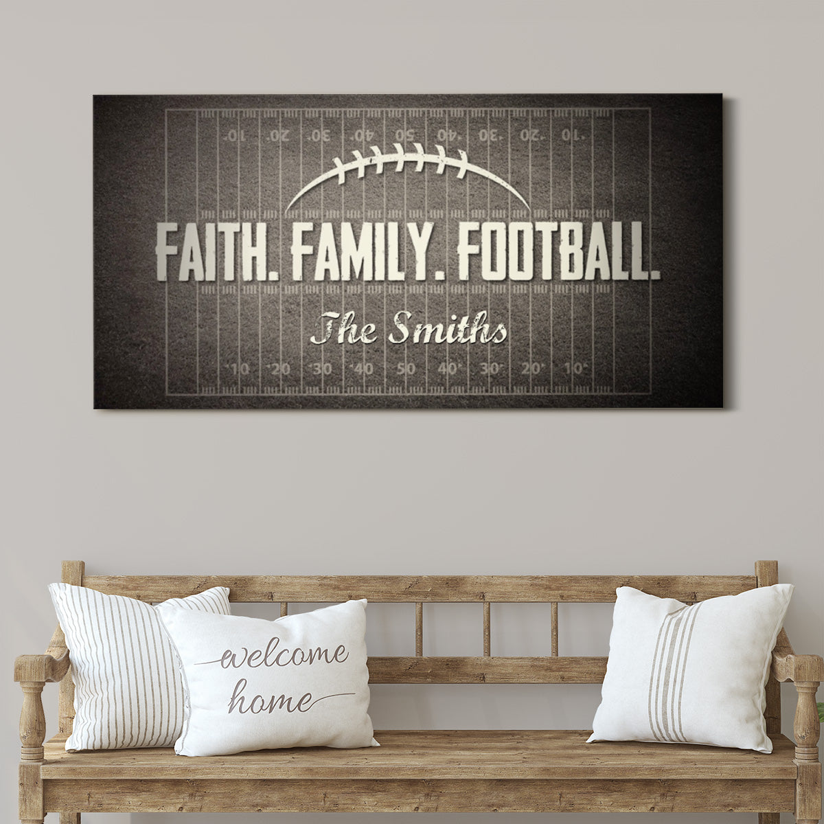 Personalized Faith Family Football Wall Art