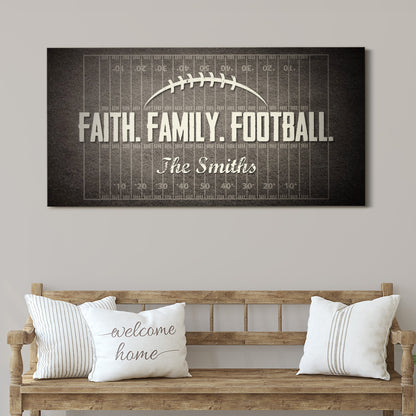 Personalized Faith Family Football Wall Art