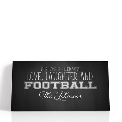 Personalized Love Laughter and Football Wall Art