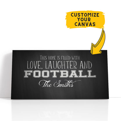 Personalized Love Laughter and Football Wall Art
