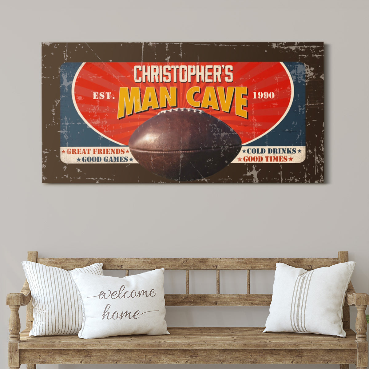 Personalized Man Cave Football Wall Art
