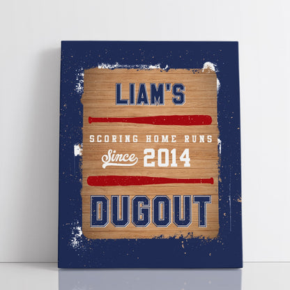 Personalized Dugout Baseball Wall Art