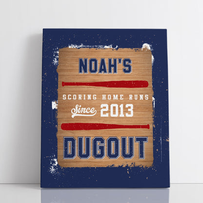 Personalized Dugout Baseball Wall Art