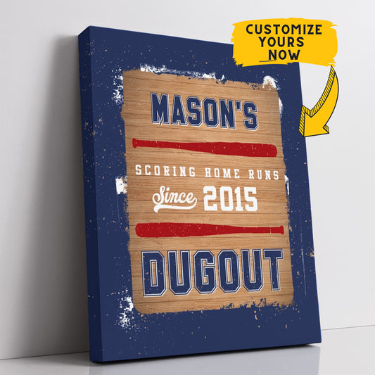 Personalized Dugout Baseball Wall Art