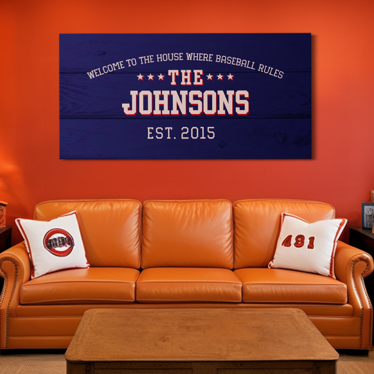 Personalized Welcome To The House Where Baseball Rules Wall Art