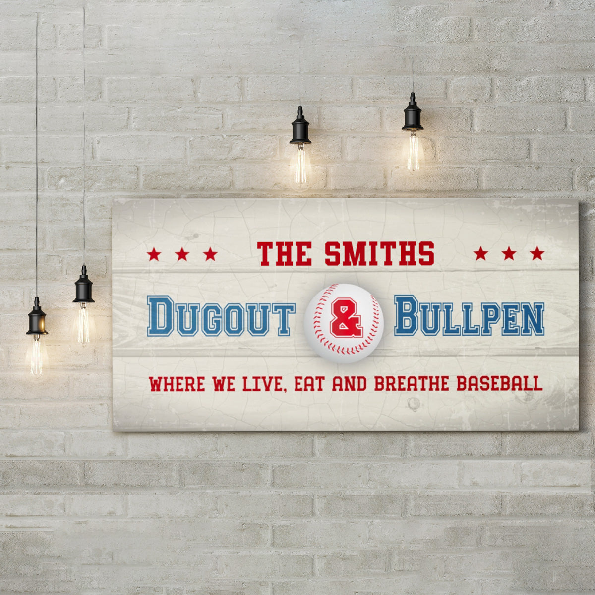 Personalized Where We Live Eat And Breathe Baseball Wall Art