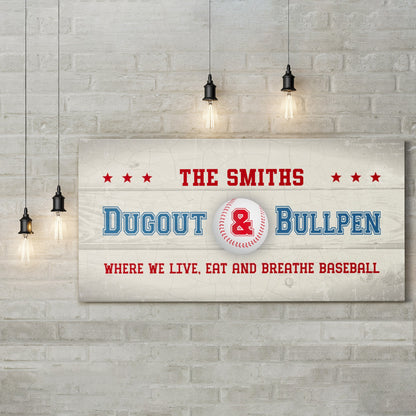 Personalized Where We Live Eat And Breathe Baseball Wall Art