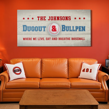 Personalized Where We Live Eat And Breathe Baseball Wall Art