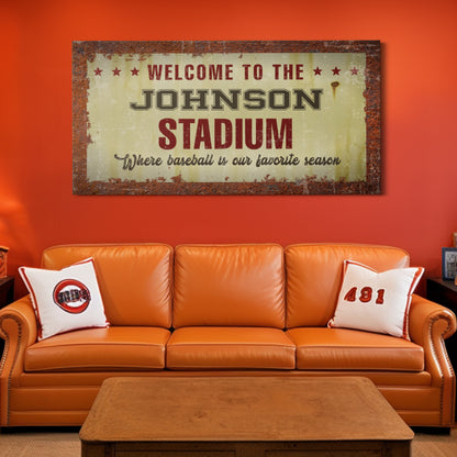 Personalized Welcome To The Stadium Baseball Wall Art