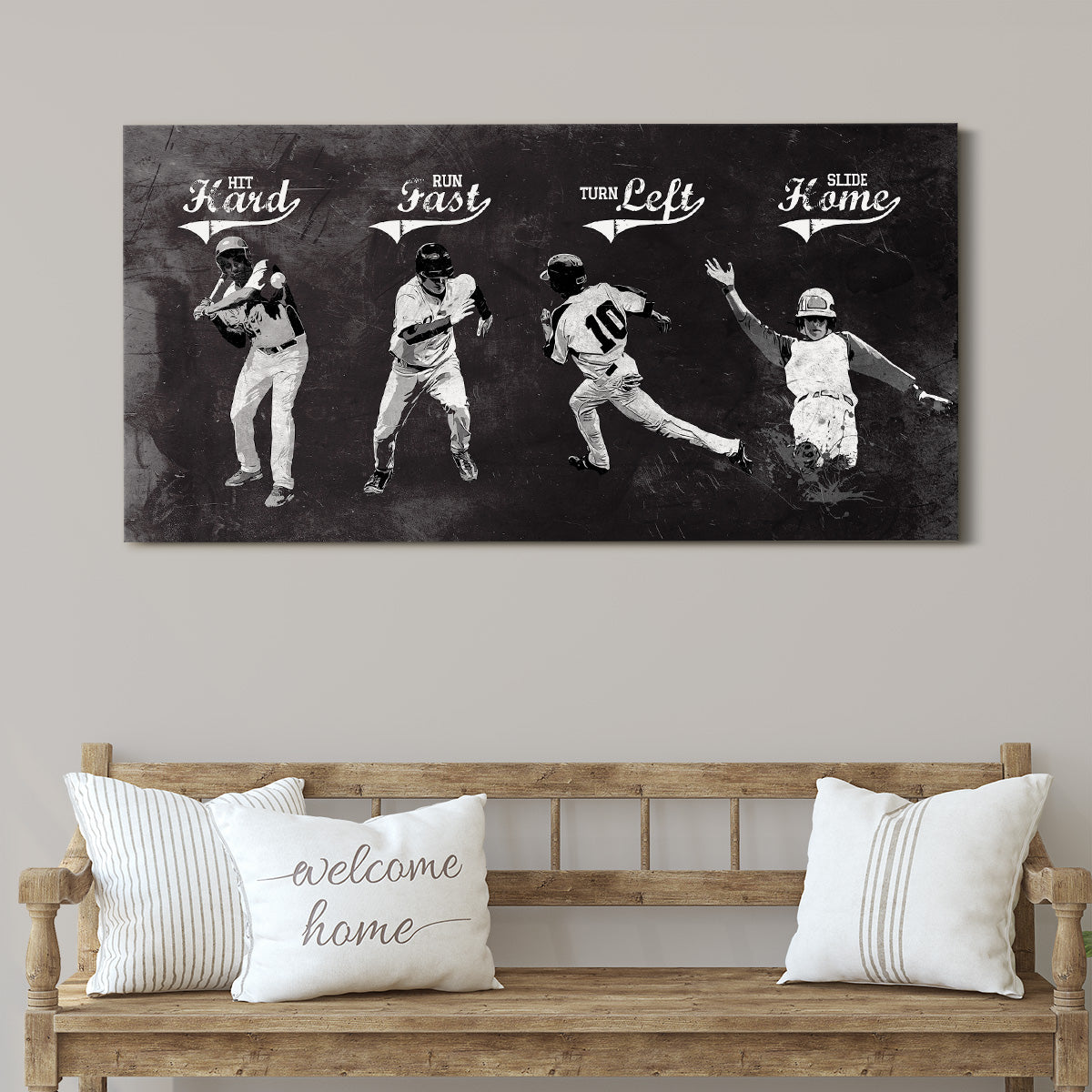 Hit Hard Run Fast Turn Left Slide Home - Baseball Wall Art
