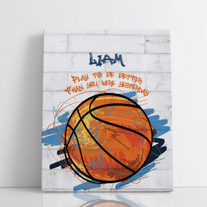 Personalized Play To Be Better Basketball Wall Art