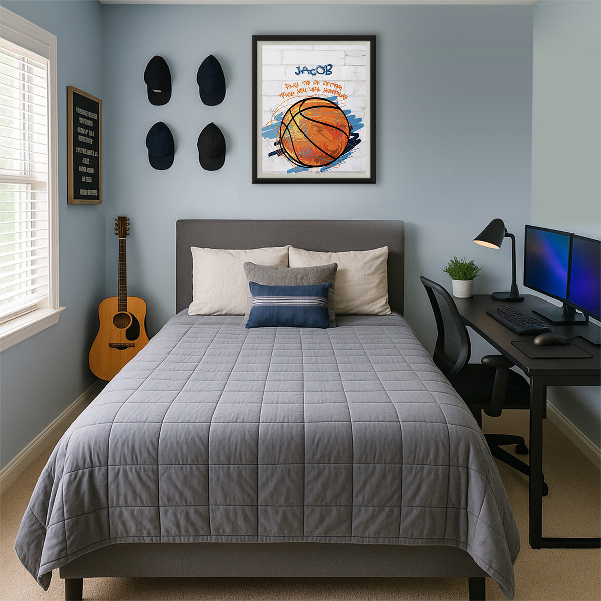 Personalized Play To Be Better Basketball Wall Art