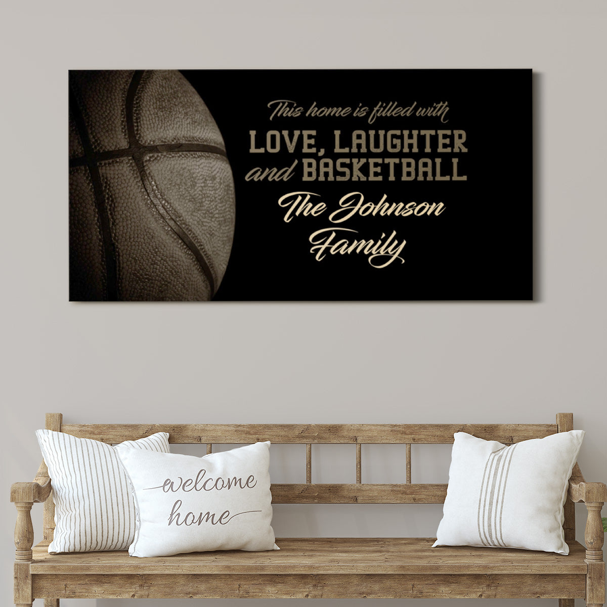 Personalized Love Laughter and Basketball Wall Art