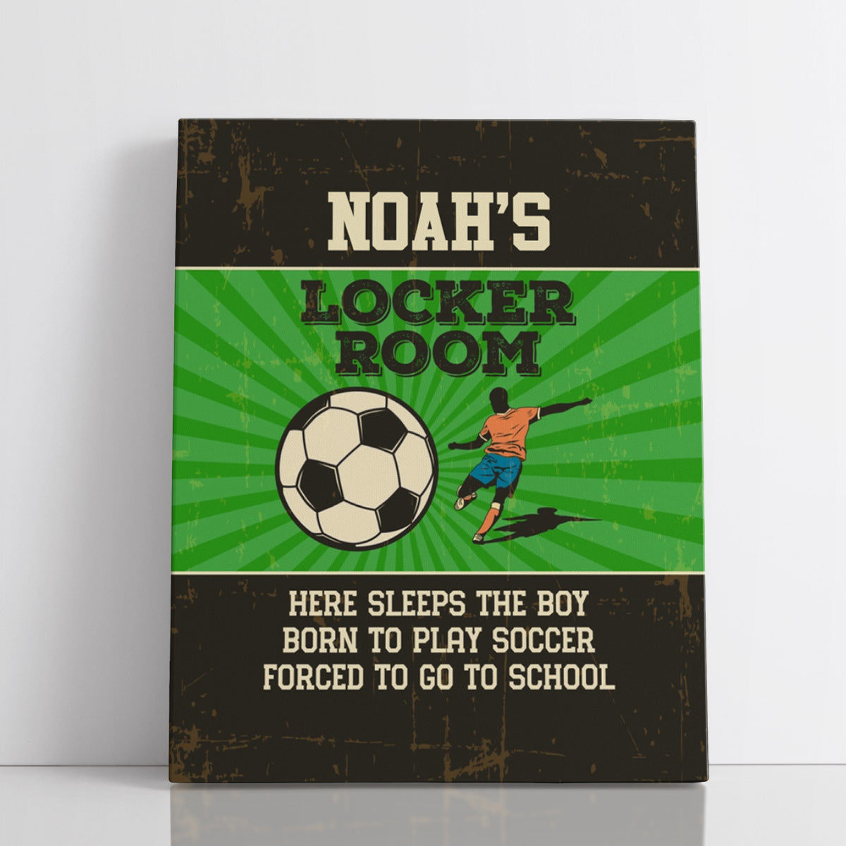 Personalized Here Sleeps The Boy Born To Play Soccer Wall Art