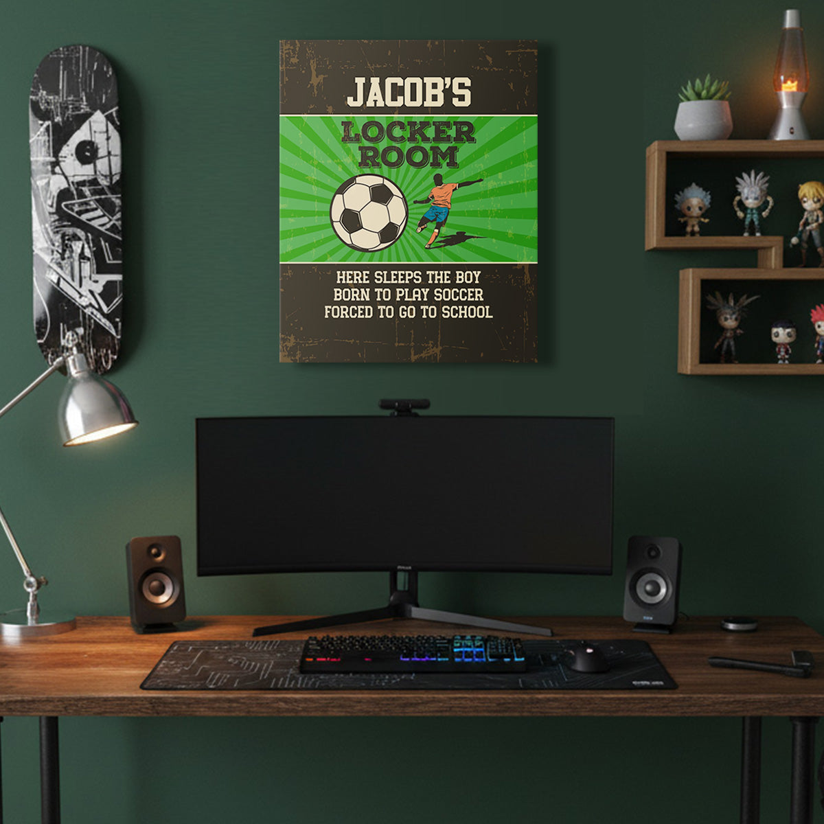 Personalized Here Sleeps The Boy Born To Play Soccer Wall Art