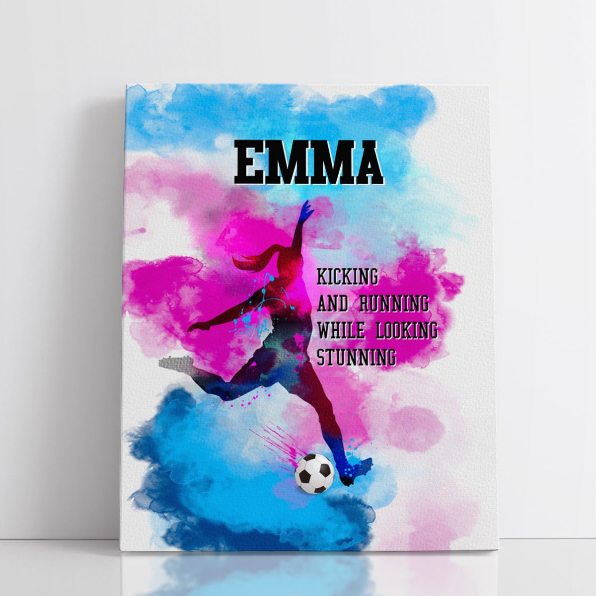 Personalized kicking And Running While Looking Stunning Soccer Wall Art