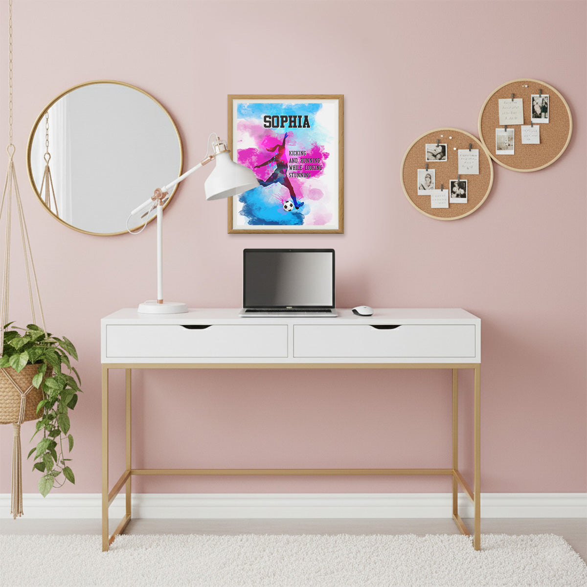 Personalized kicking And Running While Looking Stunning Soccer Wall Art