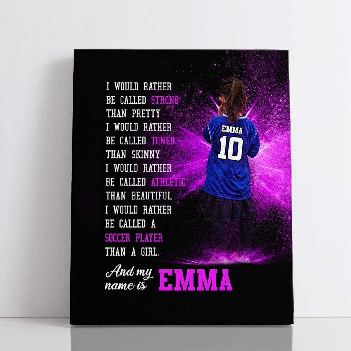 Personalized Strong Toned Athletic Soccer Player Wall Art