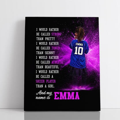 Personalized Strong Toned Athletic Soccer Player Wall Art