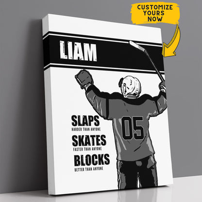 Personalized Slaps Skates Blocks Hockey Wall Art