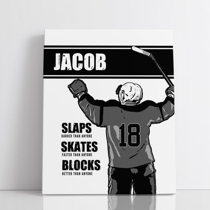 Personalized Slaps Skates Blocks Hockey Wall Art