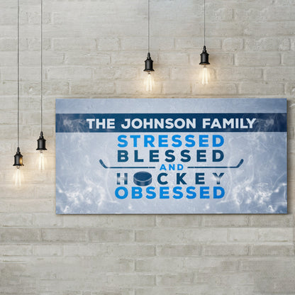 Personalized Stressed Blessed And Hockey Obsessed Wall Art