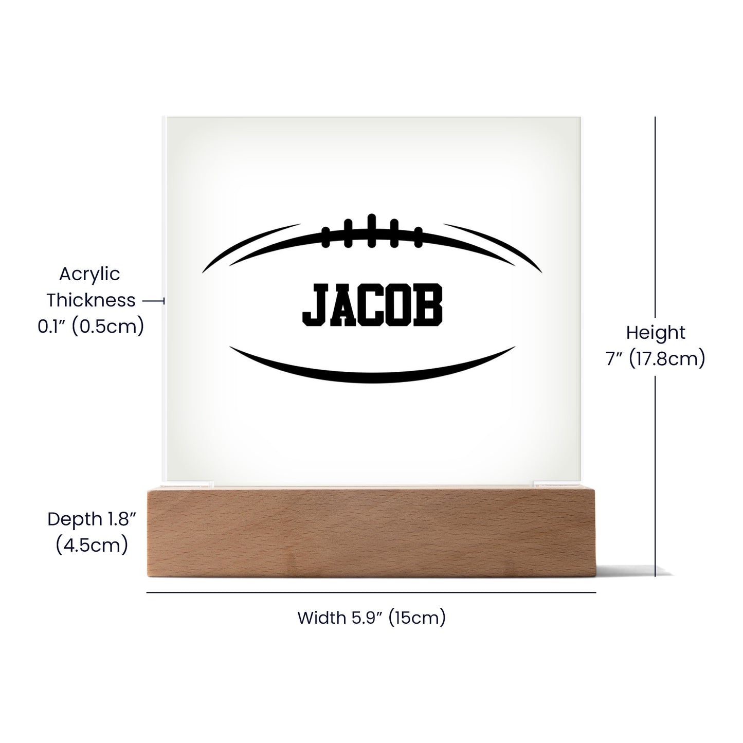 Personalized Football Ball Acrylic Plaque LED Lamp