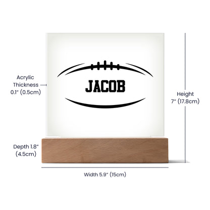 Personalized Football Ball Acrylic Plaque LED Lamp