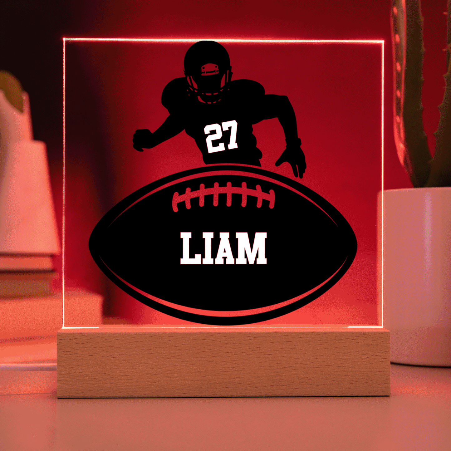 Personalized Football Player Acrylic Plaque LED Lamp