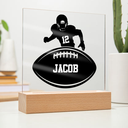 Personalized Football Player Acrylic Plaque LED Lamp