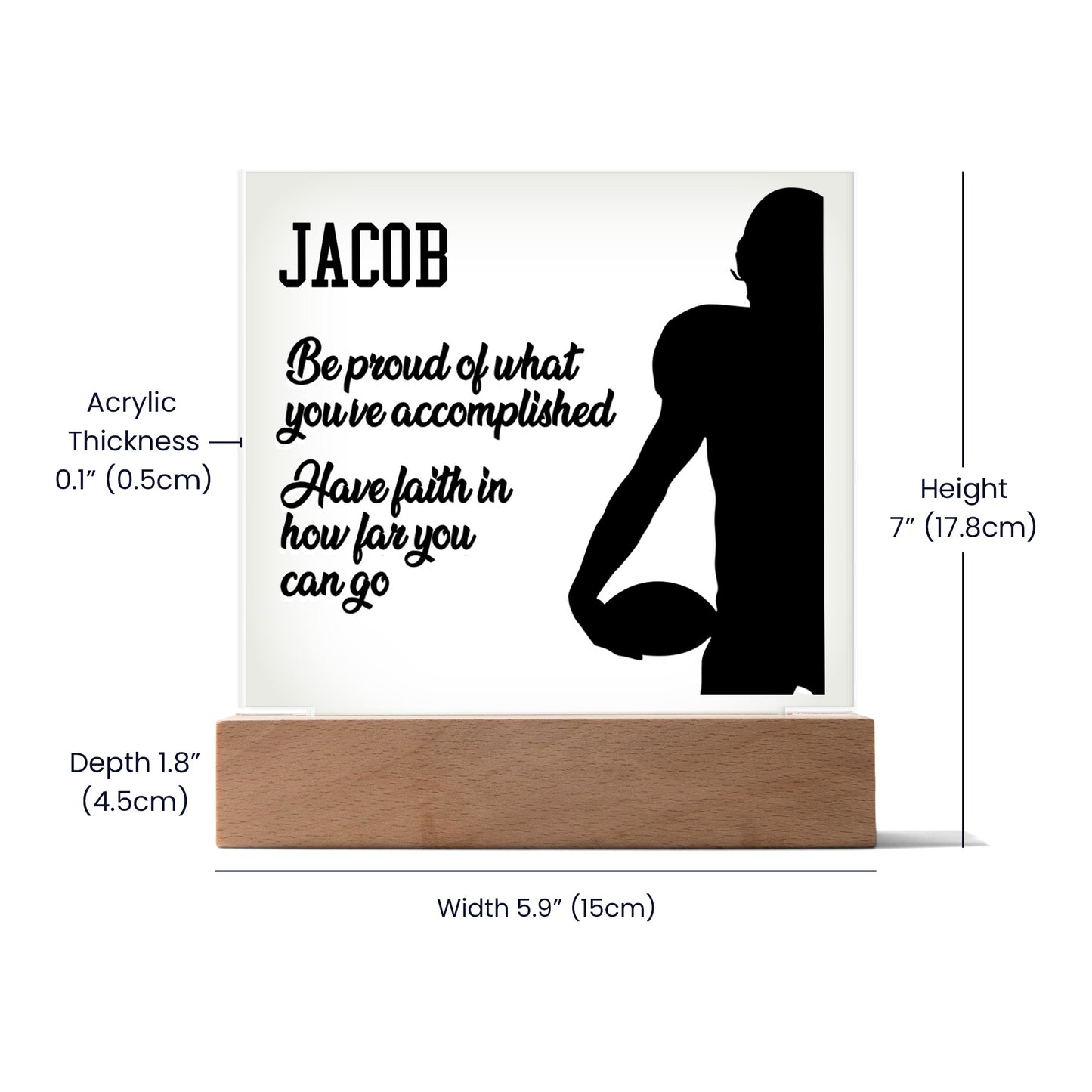 Personalized Football Be Proud Acrylic Plaque LED Lamp