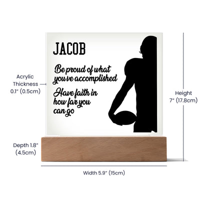Personalized Football Be Proud Acrylic Plaque LED Lamp