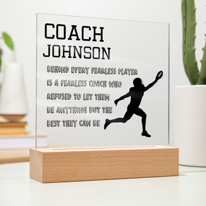 Personalized Football Fearless Coach Acrylic Plaque LED Lamp