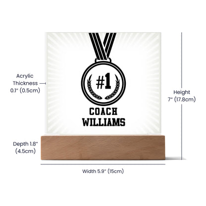Personalized No1 Coach Medal Acrylic Plaque LED Lamp