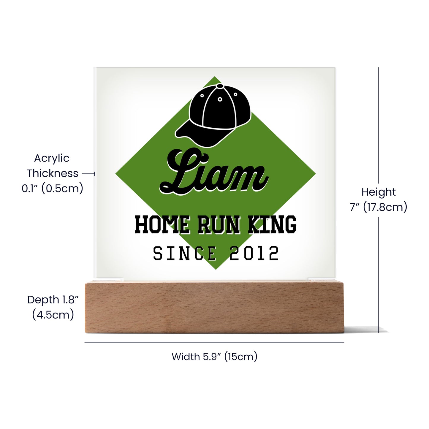 Personalized Home Run King Baseball Acrylic Plaque LED Lamp